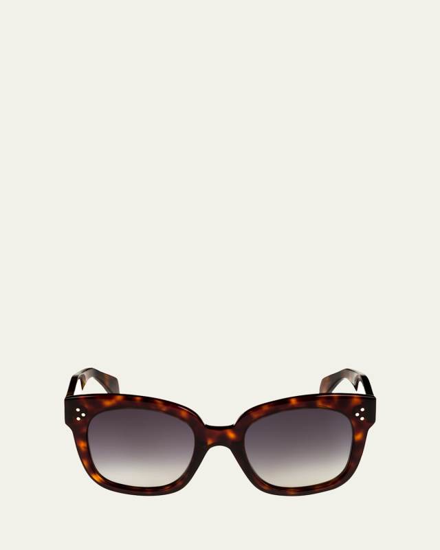 Square Polarized Acetate Sunglasses, Blue Pattern